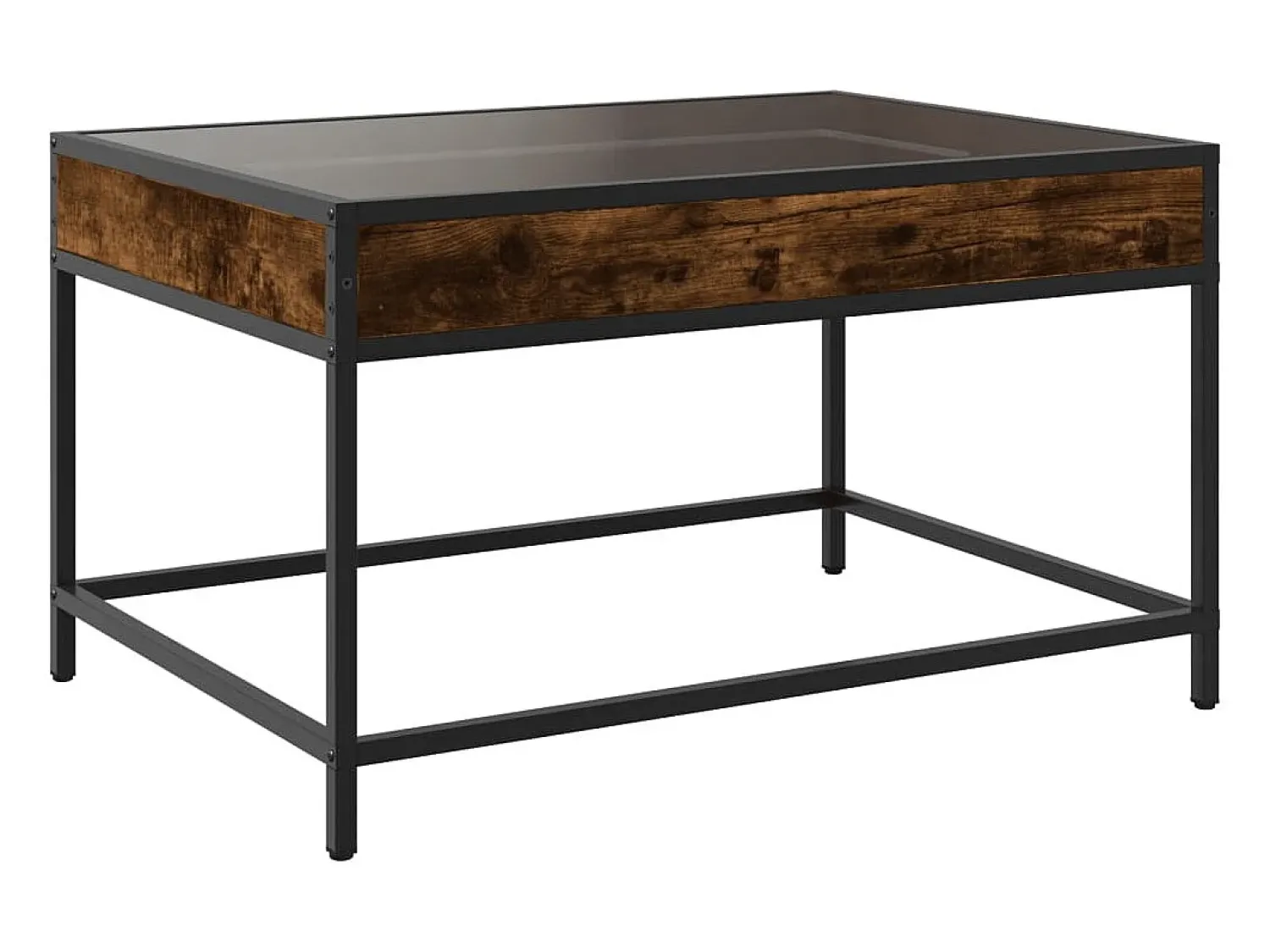 Mesa De Centro| Mesa de centro | Mesa de apoio luzes LED Infinity 70x50x41 cm carvalho fumado Castanho