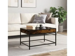 Mesa De Centro| Mesa de centro | Mesa de apoio luzes LED Infinity 70x50x41 cm carvalho fumado Castanho