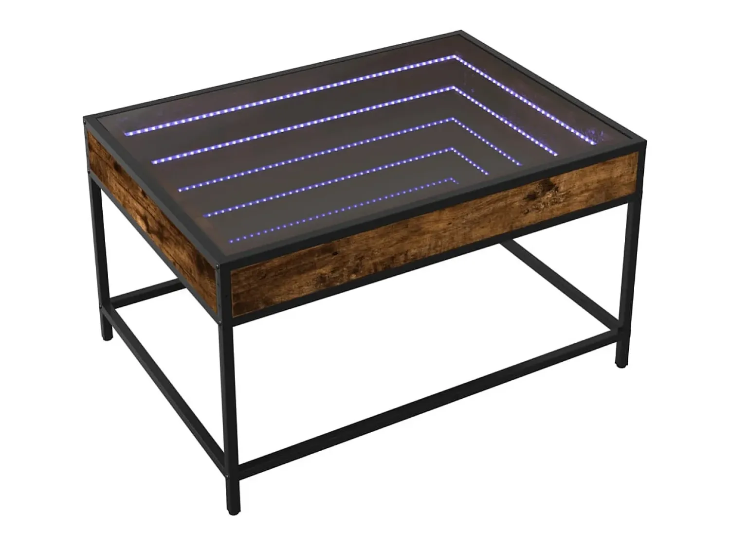 Mesa De Centro| Mesa de centro | Mesa de apoio luzes LED Infinity 70x50x41 cm carvalho fumado Castanho
