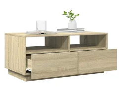 Best Mesa de centro | Mesa de apoio com luzes LED 90x49x40 cm carvalho sonoma Castanho