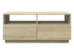 Best Mesa de centro | Mesa de apoio com luzes LED 90x49x40 cm carvalho sonoma Castanho