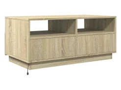 Best Mesa de centro | Mesa de apoio com luzes LED 90x49x40 cm carvalho sonoma Castanho