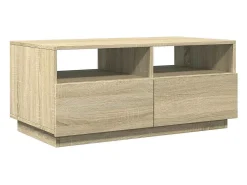 Best Mesa de centro | Mesa de apoio com luzes LED 90x49x40 cm carvalho sonoma Castanho