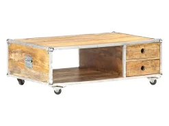 Discount Mesa de centro | Mesa de apoio | Mesa de café 89x59x33 cm madeira de mangueira áspera maciça Castanho