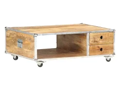 Discount Mesa de centro | Mesa de apoio | Mesa de café 89x59x33 cm madeira de mangueira áspera maciça Castanho