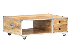 Discount Mesa de centro | Mesa de apoio | Mesa de café 89x59x33 cm madeira de mangueira áspera maciça Castanho