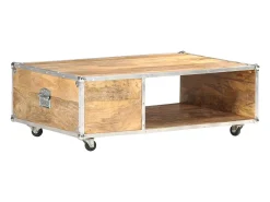 Discount Mesa de centro | Mesa de apoio | Mesa de café 89x59x33 cm madeira de mangueira áspera maciça Castanho