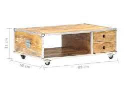 Discount Mesa de centro | Mesa de apoio | Mesa de café 89x59x33 cm madeira de mangueira áspera maciça Castanho