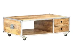 Discount Mesa de centro | Mesa de apoio | Mesa de café 89x59x33 cm madeira de mangueira áspera maciça Castanho