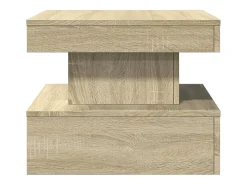 Mesa De Centro| Mesa de centro | Mesa de apoio com luzes LED 50x50x40 cm carvalho sonoma Castanho