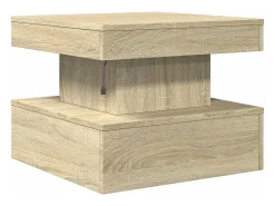 Mesa De Centro| Mesa de centro | Mesa de apoio com luzes LED 50x50x40 cm carvalho sonoma Castanho