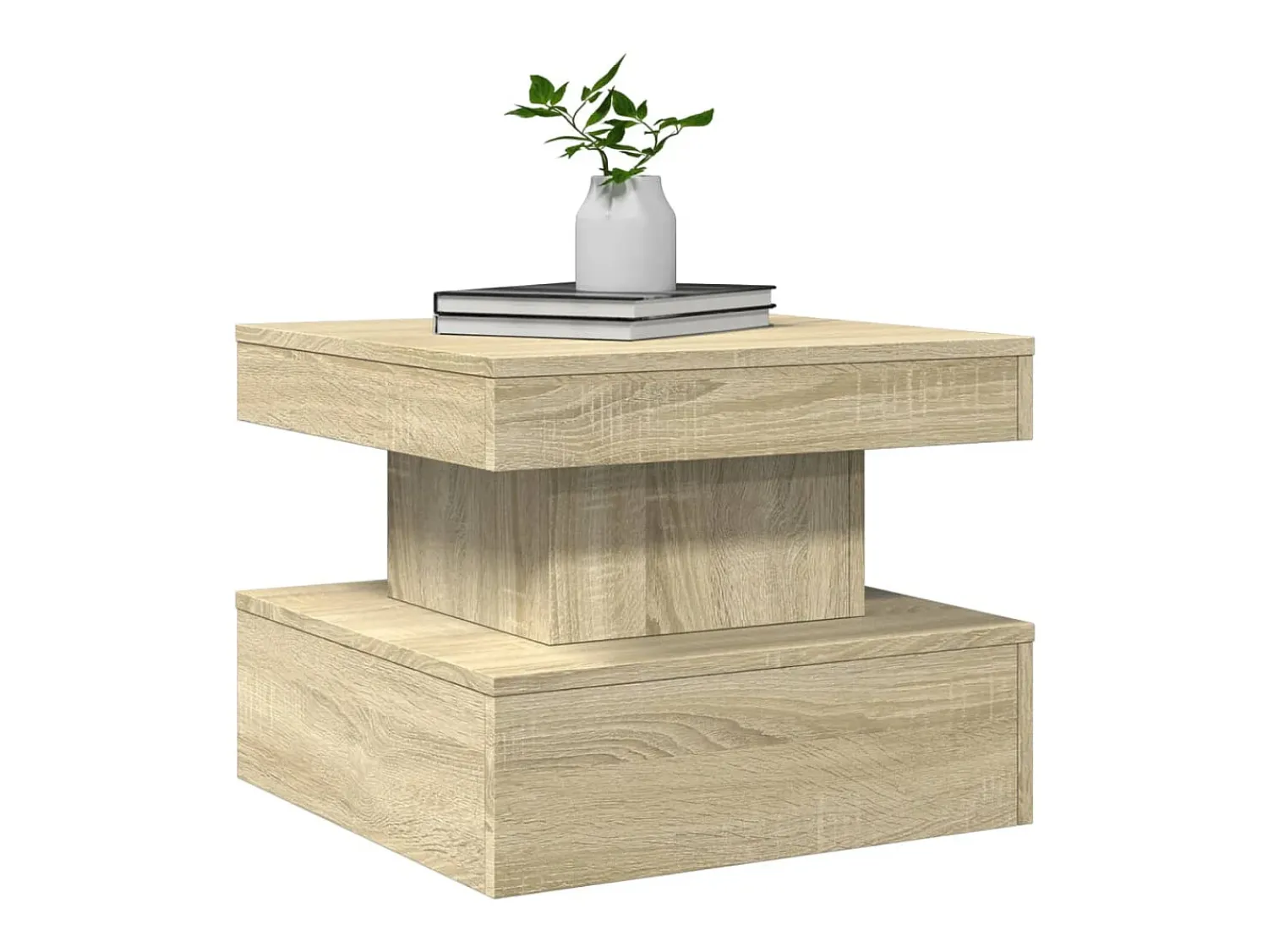 Mesa De Centro| Mesa de centro | Mesa de apoio com luzes LED 50x50x40 cm carvalho sonoma Castanho