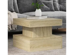 Mesa De Centro| Mesa de centro | Mesa de apoio com luzes LED 50x50x40 cm carvalho sonoma Castanho
