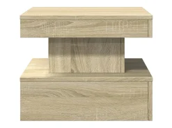 Mesa De Centro| Mesa de centro | Mesa de apoio com luzes LED 50x50x40 cm carvalho sonoma Castanho