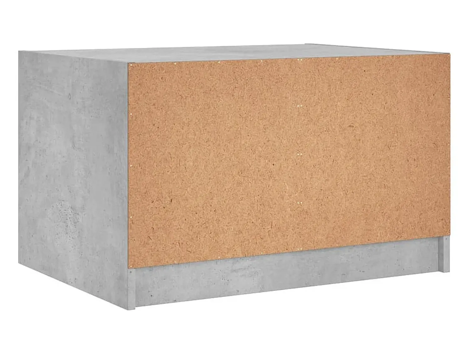 Mesa de centro | Mesa de apoio c/ portas de vidro 68x50x42 cm cinza cimento^ Mesa De Centro
