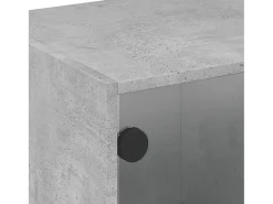 Mesa de centro | Mesa de apoio c/ portas de vidro 68x50x42 cm cinza cimento^ Mesa De Centro