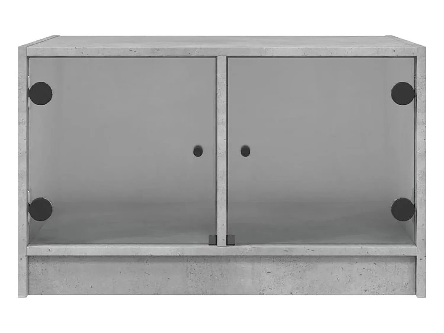 Mesa de centro | Mesa de apoio c/ portas de vidro 68x50x42 cm cinza cimento^ Mesa De Centro