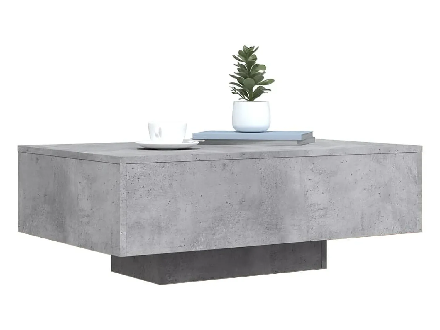 Mesa de centro | Mesa de apoio | Mesa de café com luzes LED 85x55x31 cm cimento^ Mesa De Centro