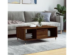 Mesa De Centro* Mesa de centro | Mesa de apoio 90x50x36.5cm derivados madeira carvalho Castanho