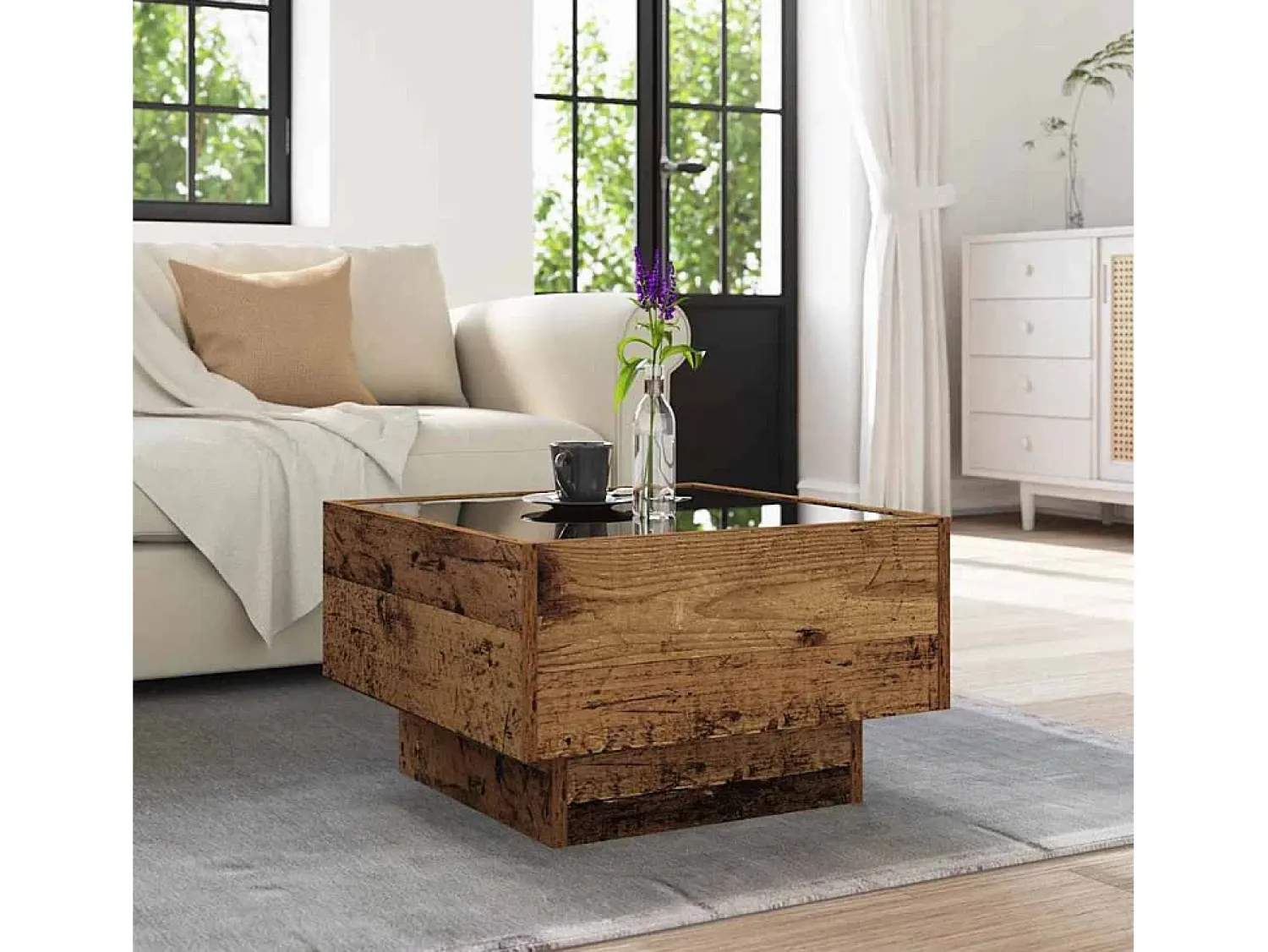 Mesa de centro | Mesa de apoio Madeira antiga 50x50x30 cm^ Mesa De Centro