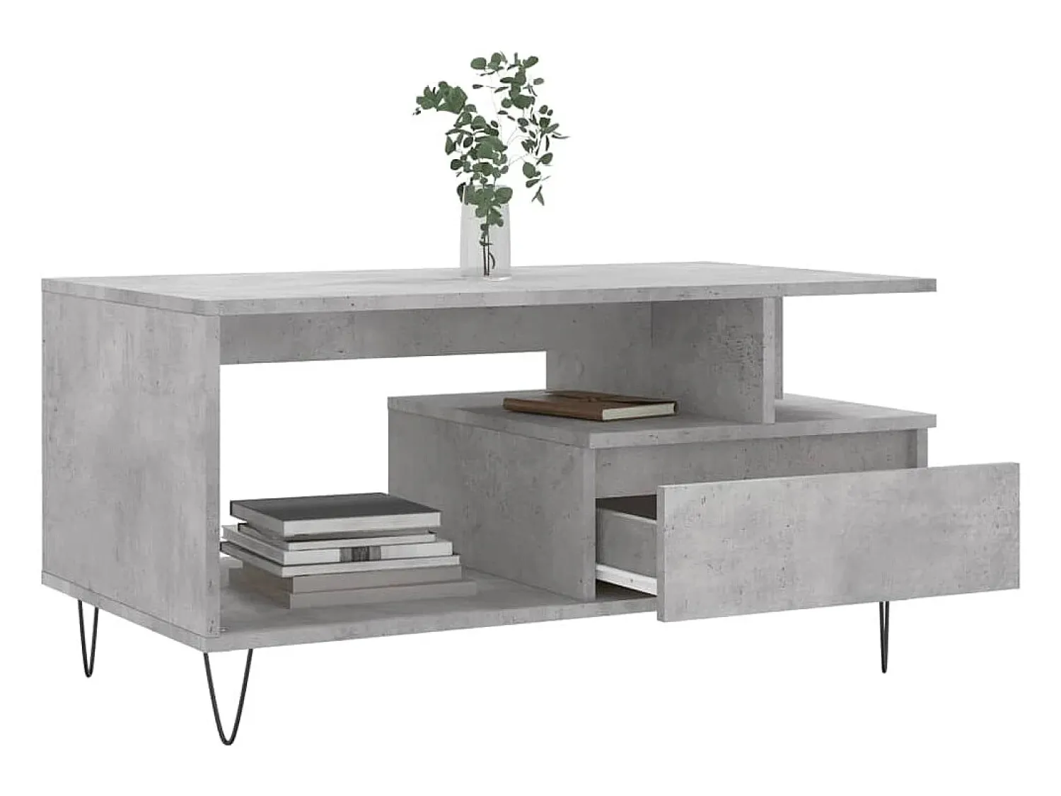 Mesa De Centro* Mesa de centro | Mesa de apoio 90x49x45 derivados de madeira cimento Cinzento