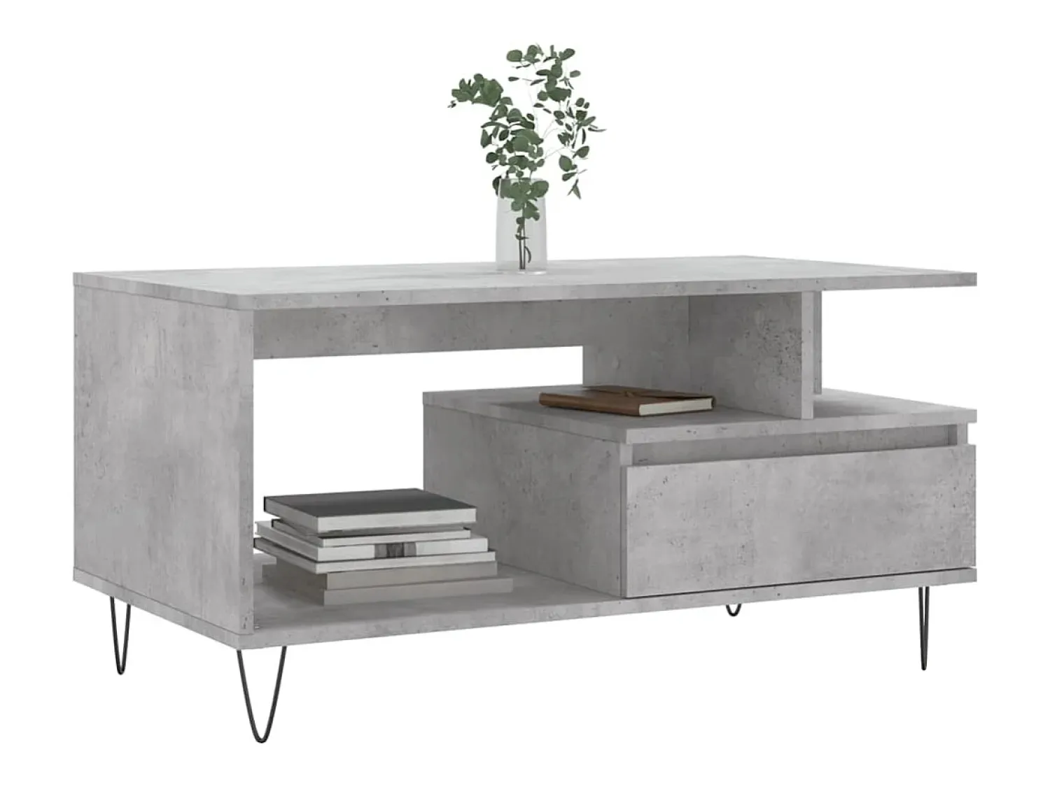 Mesa De Centro* Mesa de centro | Mesa de apoio 90x49x45 derivados de madeira cimento Cinzento