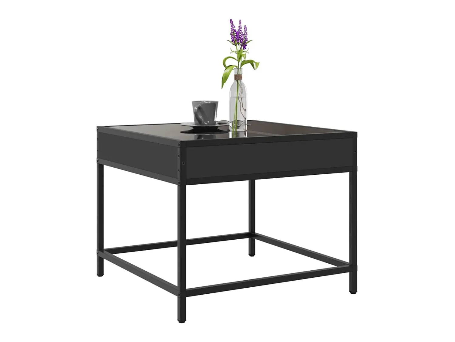 Outlet Mesa de centro | Mesa de apoio c/ luzes LED Infinity 50x50x41 cm Preto