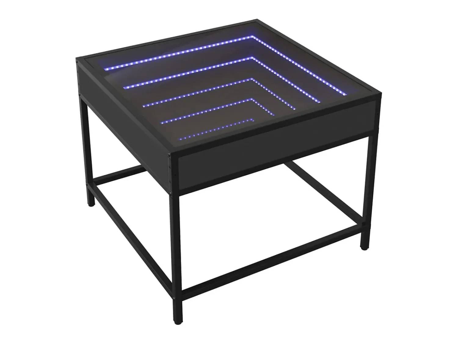 Outlet Mesa de centro | Mesa de apoio c/ luzes LED Infinity 50x50x41 cm Preto