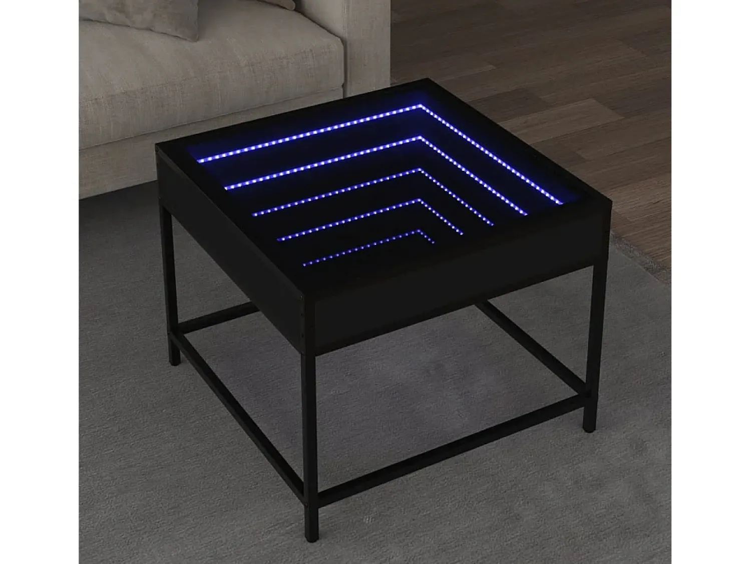 Outlet Mesa de centro | Mesa de apoio c/ luzes LED Infinity 50x50x41 cm Preto