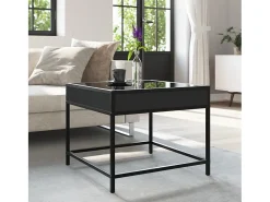 Outlet Mesa de centro | Mesa de apoio c/ luzes LED Infinity 50x50x41 cm Preto