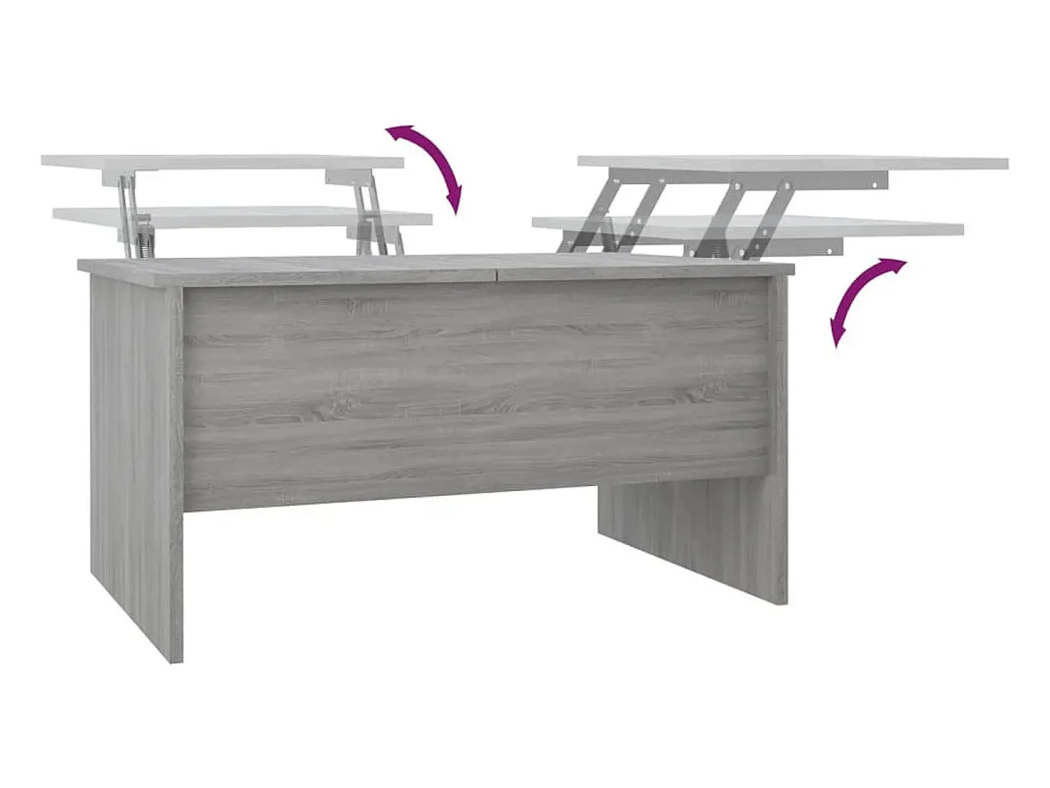 Mesa De Centro* Mesa de centro | Mesa de apoio80x50x42.5cm derivados de madeira sonoma Cinzento