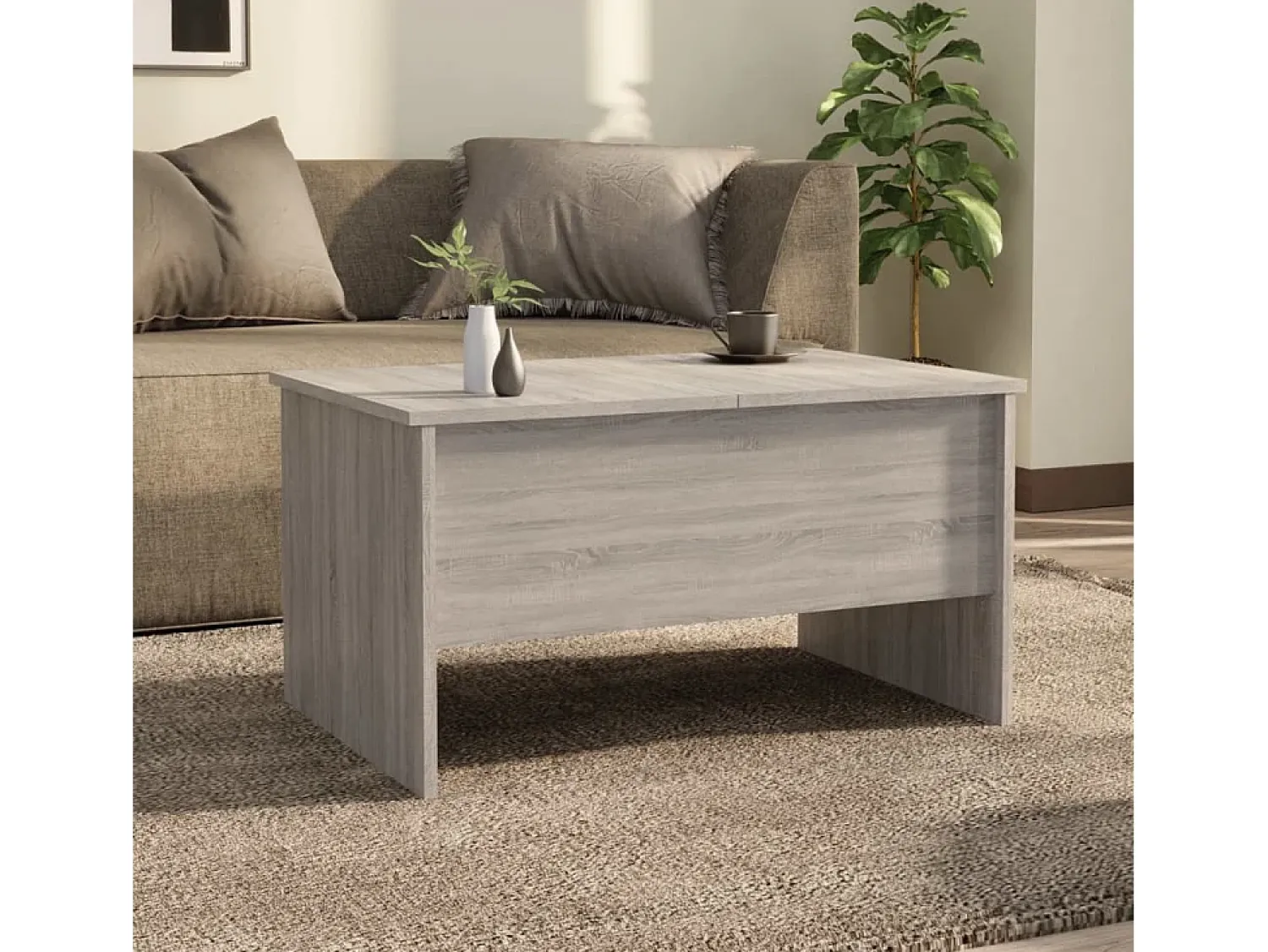 Mesa De Centro* Mesa de centro | Mesa de apoio80x50x42.5cm derivados de madeira sonoma Cinzento
