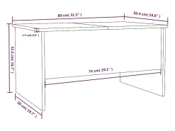 Mesa De Centro* Mesa de centro | Mesa de apoio80x50x42.5cm derivados de madeira sonoma Cinzento