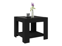 Mesa De Centro| Mesa de centro | Mesa de apoio c/ LEDs 53x53x45 cm derivados de madeira Preto