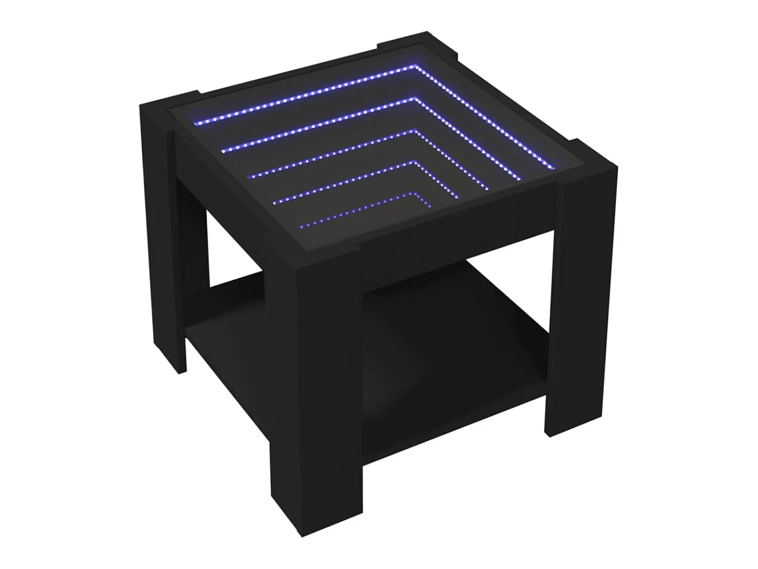Mesa De Centro| Mesa de centro | Mesa de apoio c/ LEDs 53x53x45 cm derivados de madeira Preto