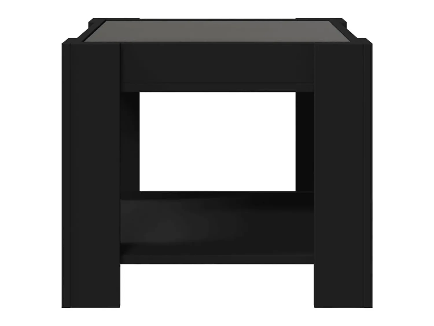 Mesa De Centro| Mesa de centro | Mesa de apoio c/ LEDs 53x53x45 cm derivados de madeira Preto