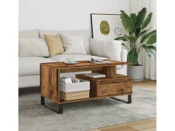 Online Mesa de centro | Mesa de apoio | Mesa de café 90x49x45 cm derivados de madeira madeira velha Castanho