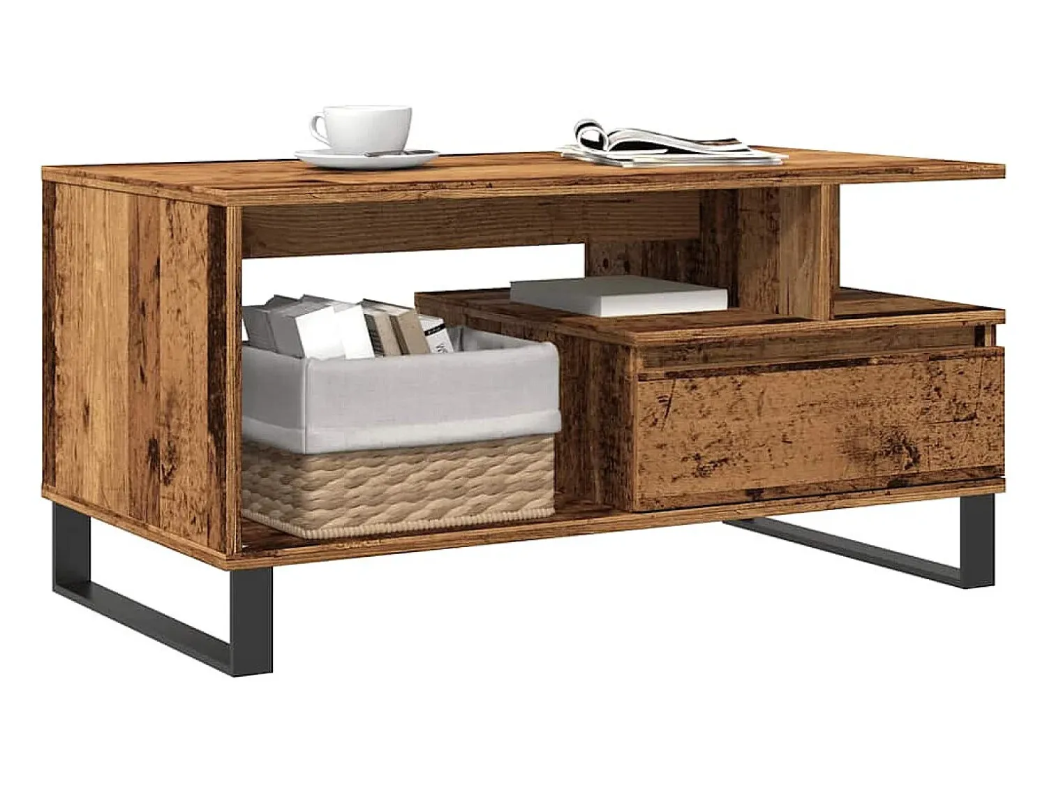 Online Mesa de centro | Mesa de apoio | Mesa de café 90x49x45 cm derivados de madeira madeira velha Castanho