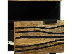 Mesa de centro | Mesa de apoio | Mesa de café com gaveta Marrom e Preto 80x54x40 cm^ Mesa De Centro