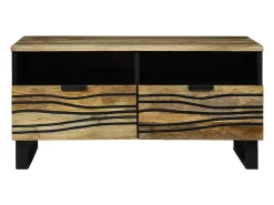 Mesa de centro | Mesa de apoio | Mesa de café com gaveta Marrom e Preto 80x54x40 cm^ Mesa De Centro