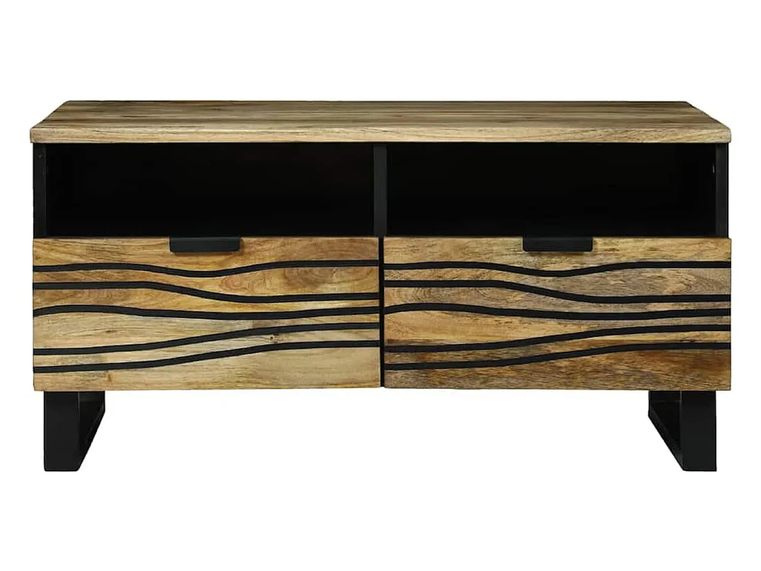 Mesa de centro | Mesa de apoio | Mesa de café com gaveta Marrom e Preto 80x54x40 cm^ Mesa De Centro