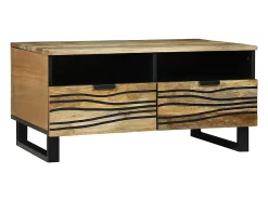 Mesa de centro | Mesa de apoio | Mesa de café com gaveta Marrom e Preto 80x54x40 cm^ Mesa De Centro