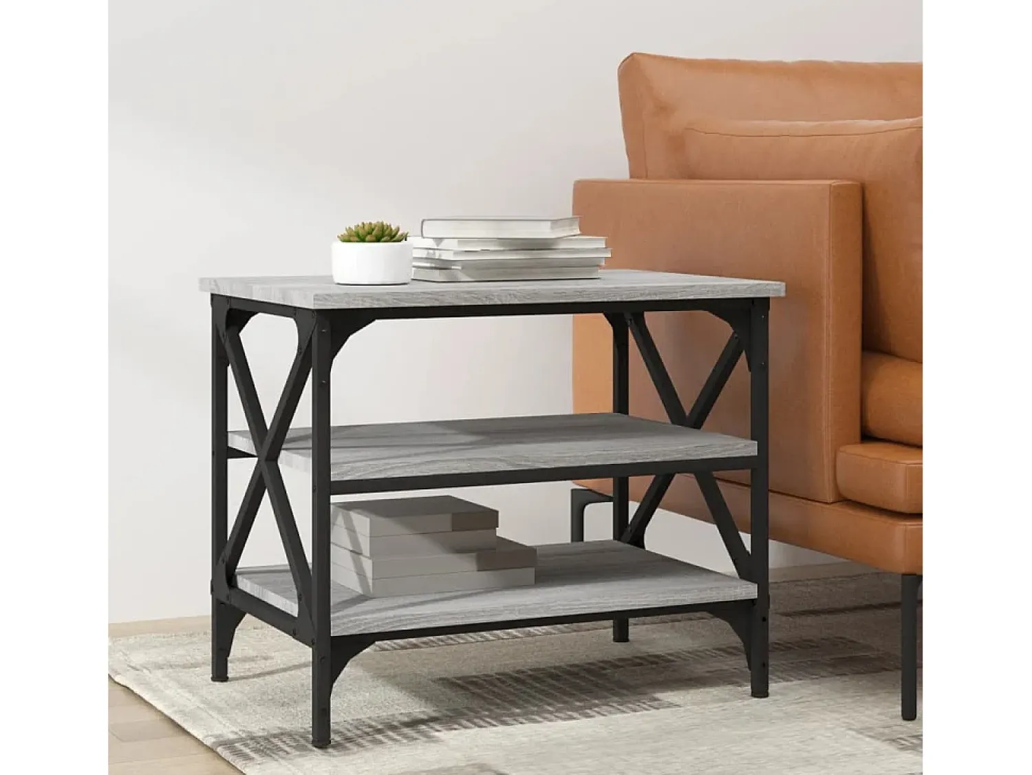 Mesa de centro | Mesa de apoio 55x38x45 cm derivados de madeira sonoma^ Mesa De Centro