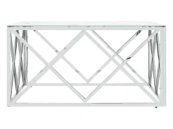 Mesa de centro | Mesa de apoio | Mesa de café 80x80x40 cm aço inoxidável e vidro^ Mesa De Centro