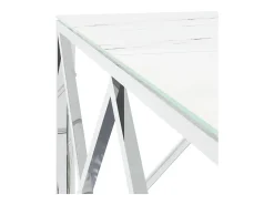 Mesa de centro | Mesa de apoio | Mesa de café 80x80x40 cm aço inoxidável e vidro^ Mesa De Centro