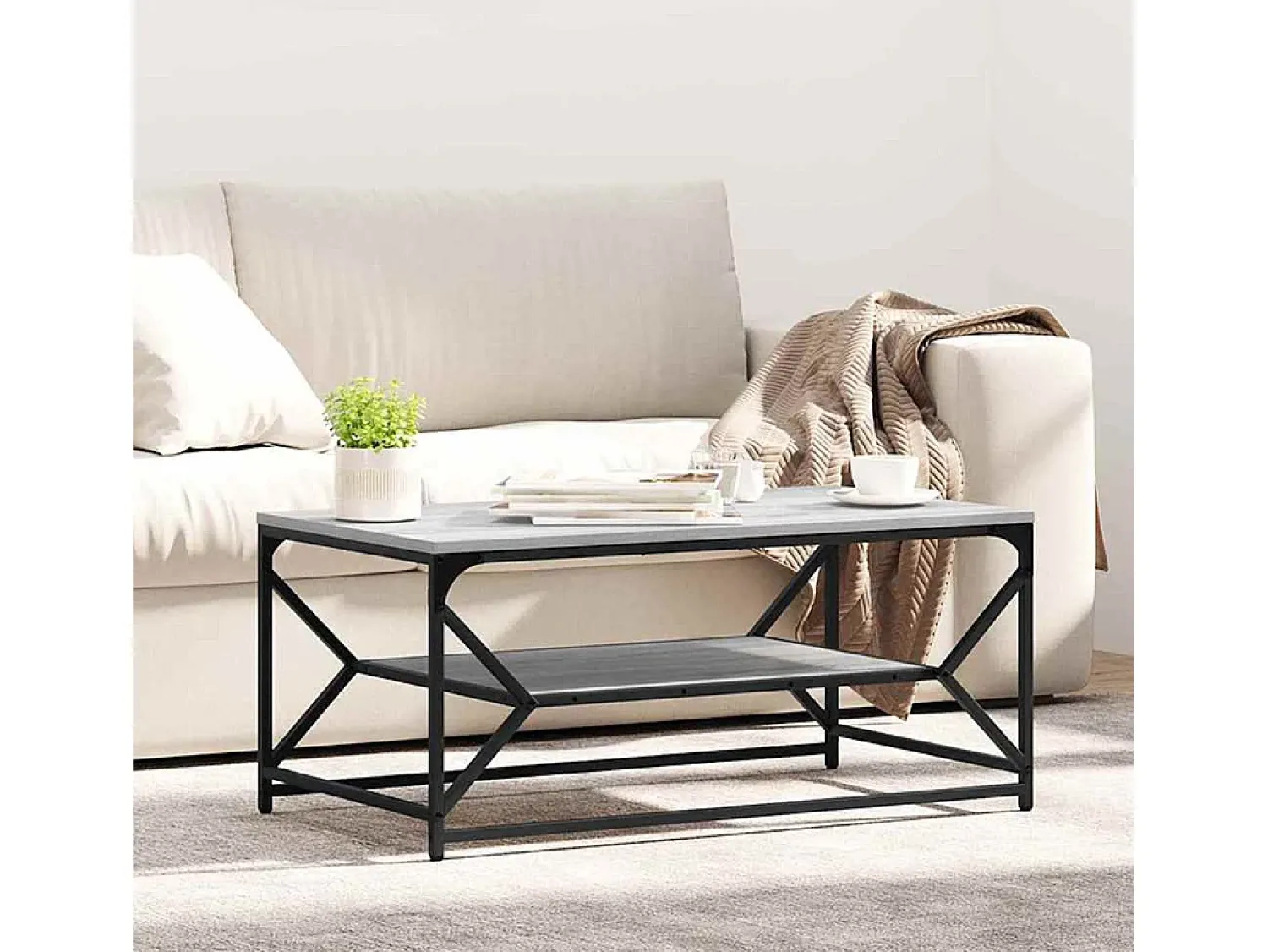 Mesa De Centro| Mesa de centro | Mesa de apoio | Mesa de café Sonoma 90x50x40 cm Cinzento