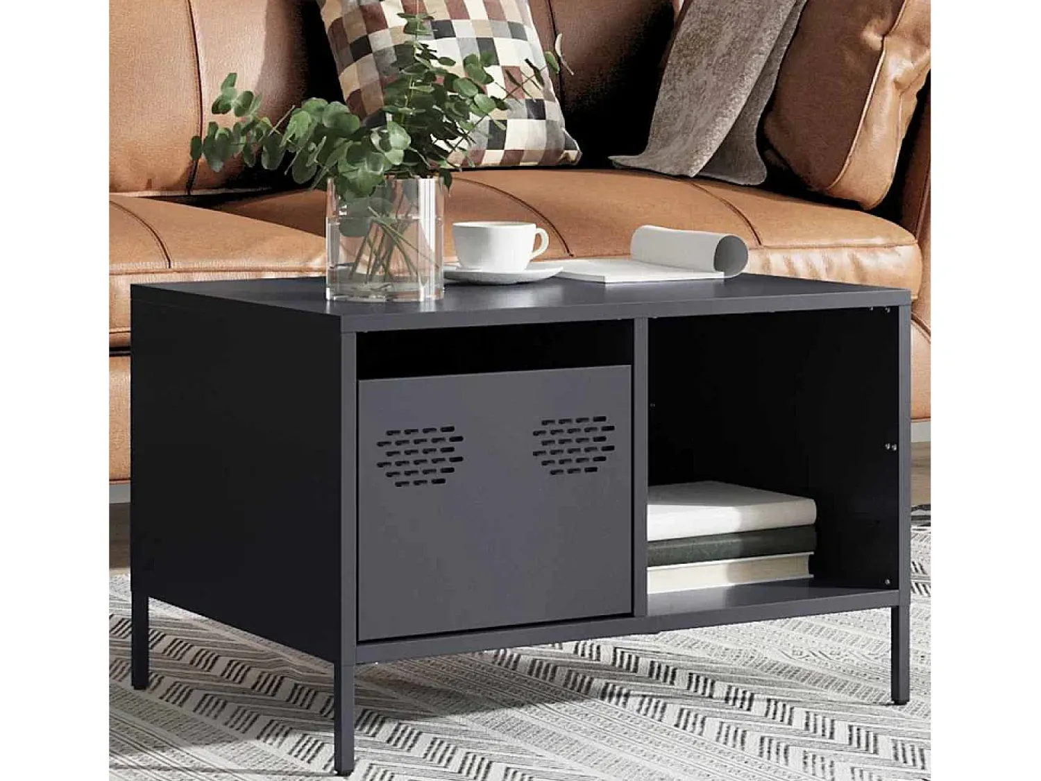 Mesa de centro | Mesa de apoio | Mesa de café 68.5x50x43.5 cm aço laminado a frio antracite^ Mesa De Centro