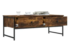 Mesa De Centro| Mesa de centro | Mesa de apoio 101x49x39.5 cm derivados madeira carvalho fumado Castanho