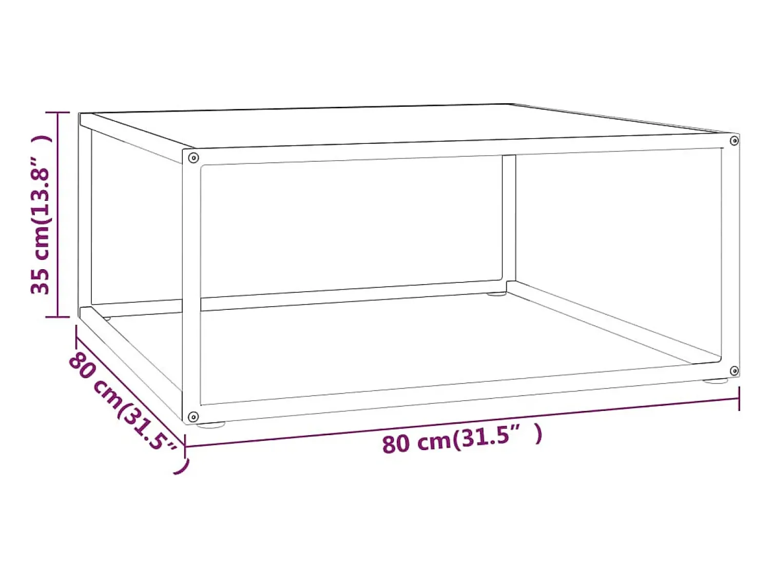 Mesa de centro | Mesa de apoio 80x80x35 cm vidro mármore branco^ Mesa De Centro
