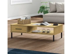 Best Mesa de centro | Mesa de apoio c/ pernas de metal pinho maciço OSLO Castanho